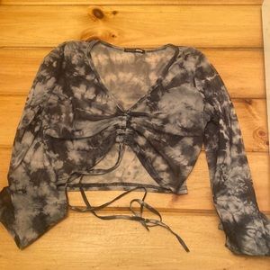 Sheer marble cropped sexy Fashion Nova top